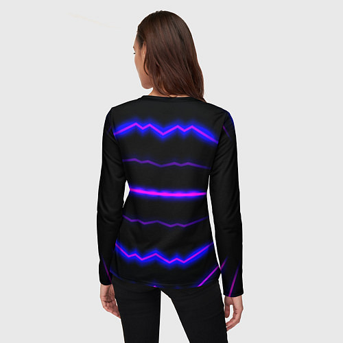Женский лонгслив Color multicoloured neon stripes / 3D-принт – фото 4