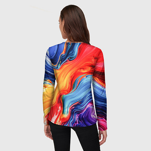 Женский лонгслив Красно-синие масляные краски смешение абстракция / 3D-принт – фото 4