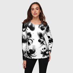 Лонгслив женский Чёрно-белая абстракция нейроарт, цвет: 3D-принт — фото 2
