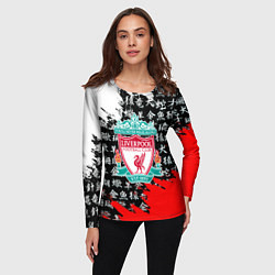 Лонгслив женский Ливерпуль китайские символы краски, цвет: 3D-принт — фото 2