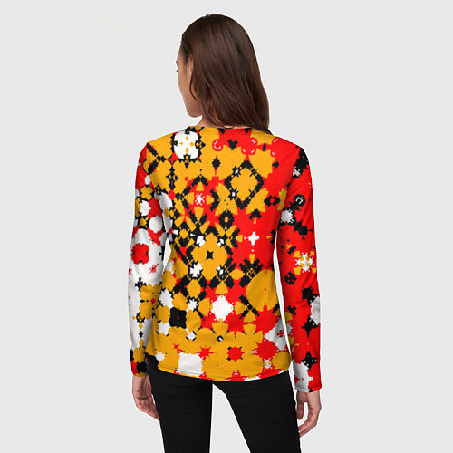 Женский лонгслив Красно-желтая геометрическая абстракция / 3D-принт – фото 4