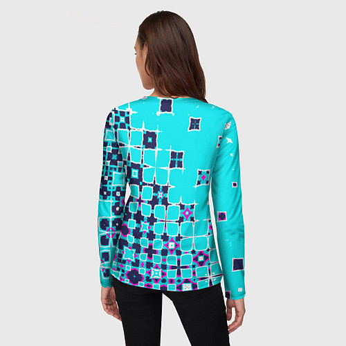 Женский лонгслив Геометрическая метаморфоза на бирюзе / 3D-принт – фото 4