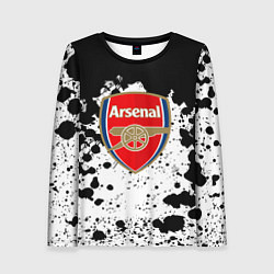 Лонгслив женский Арсенал черно белые краски, цвет: 3D-принт