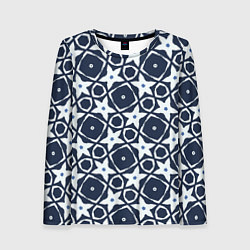 Лонгслив женский Звезды и ромбы на синем, цвет: 3D-принт