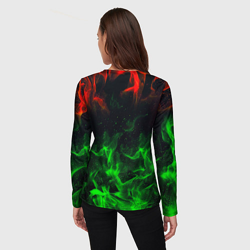 Женский лонгслив Borussia красно зеленый огонь / 3D-принт – фото 4