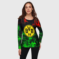 Лонгслив женский Borussia красно зеленый огонь, цвет: 3D-принт — фото 2