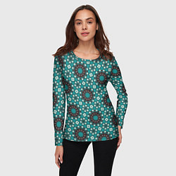 Лонгслив женский Бирюзовая текстура из персидских звезд, цвет: 3D-принт — фото 2