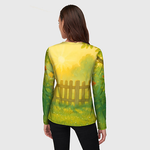 Женский лонгслив Милый олененок на зеленом дворе / 3D-принт – фото 4