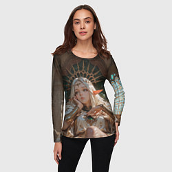 Лонгслив женский Беловолосая королева эльфов на троне, цвет: 3D-принт — фото 2