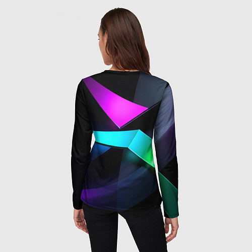 Женский лонгслив Neon colored geometric / 3D-принт – фото 4
