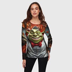 Лонгслив женский Шрек в деловом костюме, цвет: 3D-принт — фото 2