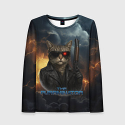 Женский лонгслив The purrminator кот терминатор