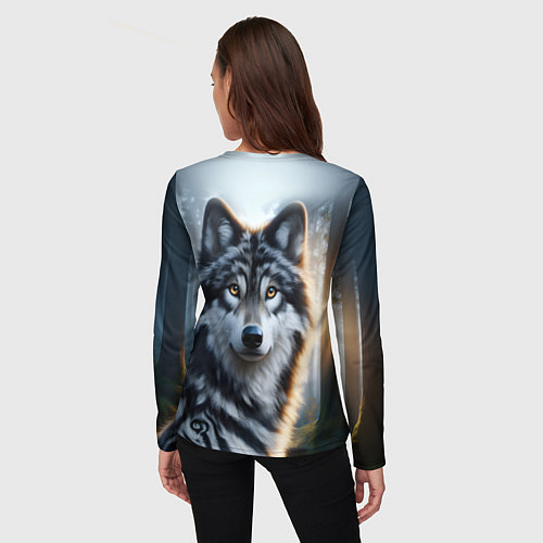 Женский лонгслив Морда волка - Россия / 3D-принт – фото 4