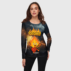 Лонгслив женский Огонь гитарист, цвет: 3D-принт — фото 2
