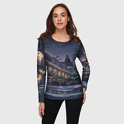 Лонгслив женский Новогодняя Московская ночь, цвет: 3D-принт — фото 2