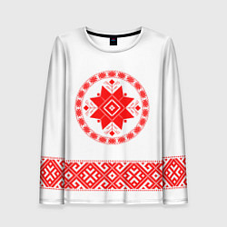 Лонгслив женский Славянская вышиванка узорная, цвет: 3D-принт