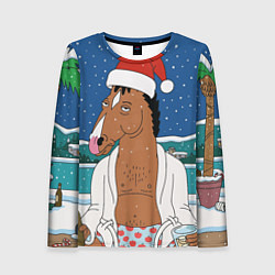 Женский лонгслив Новогодний Конь Боджек