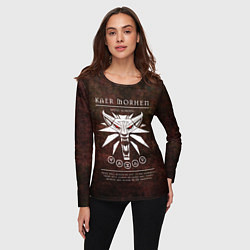 Лонгслив женский Каэр Морхен - школа волка на темном фоне, цвет: 3D-принт — фото 2