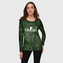 Лонгслив женский Эмблема CS GO на камуфляжном фоне, цвет: 3D-принт — фото 2