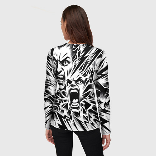 Женский лонгслив Свирепые лица и молнии - нейроарт / 3D-принт – фото 4