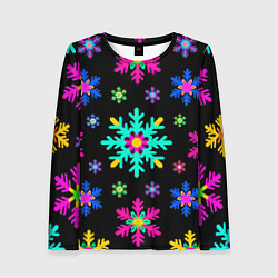 Женский лонгслив Снежинки ретро