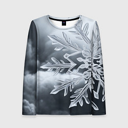 Лонгслив женский Снежинка на черно белое, цвет: 3D-принт