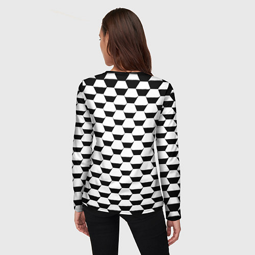 Женский лонгслив Juventus геометрия черно белая / 3D-принт – фото 4