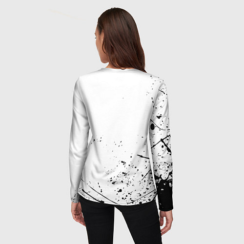 Женский лонгслив Ювентус черные краски всплеск / 3D-принт – фото 4