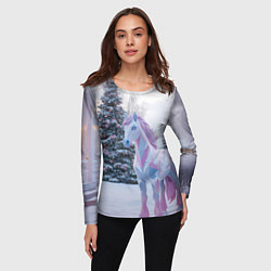 Лонгслив женский Геометрическая новогодняя лошадка, цвет: 3D-принт — фото 2