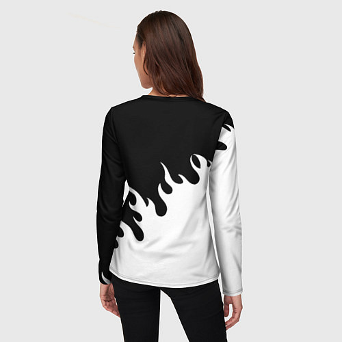 Женский лонгслив Ювентус огонь текстура / 3D-принт – фото 4