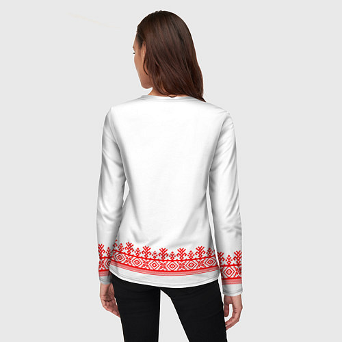 Женский лонгслив Славянская вышиванка рубаха / 3D-принт – фото 4