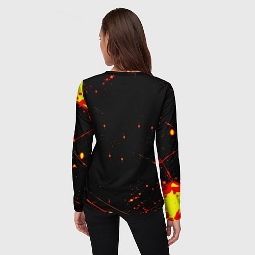 Женский лонгслив Боруссиа огненные краски текстура / 3D-принт – фото 4