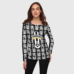 Лонгслив женский Ювентус япония символы, цвет: 3D-принт — фото 2