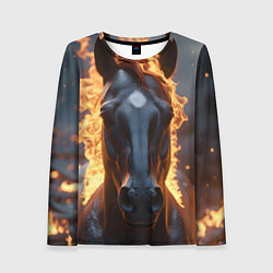 Лонгслив женский Лошадь с огнем, цвет: 3D-принт