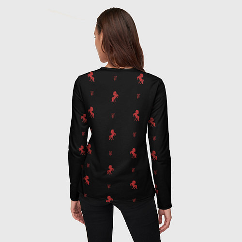 Женский лонгслив Красная лошадь на фоне пирамиды / 3D-принт – фото 4