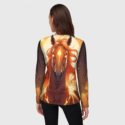 Женский лонгслив Огненная лошадь в свечении / 3D-принт – фото 4