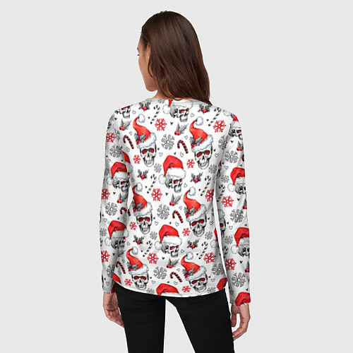 Женский лонгслив Новогодние черепа / 3D-принт – фото 4
