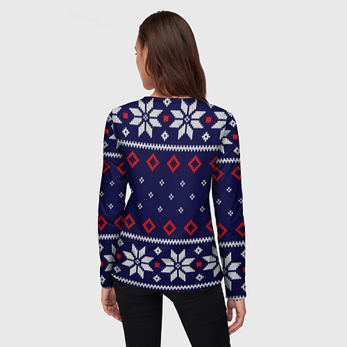 Женский лонгслив Вязаный новогодний узор / 3D-принт – фото 4