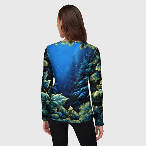 Женский лонгслив С новым годом - елочные ветки / 3D-принт – фото 4