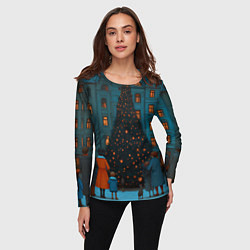 Лонгслив женский Люди встречают новый год во дворе, цвет: 3D-принт — фото 2