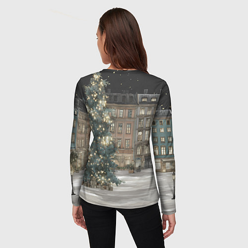 Женский лонгслив Елка во дворе / 3D-принт – фото 4