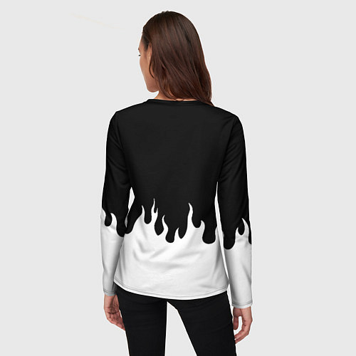 Женский лонгслив Реал Мадрид огонь белый / 3D-принт – фото 4