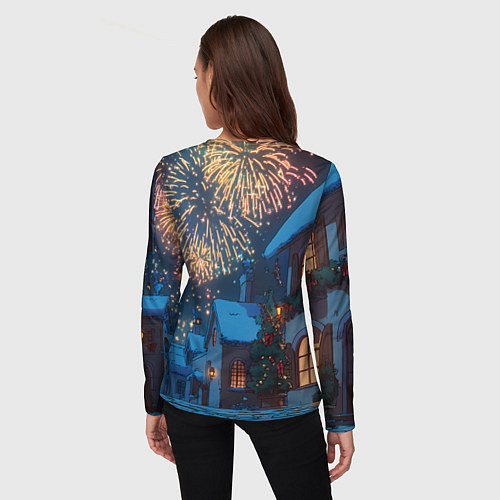 Женский лонгслив Праздничный новогодний салют / 3D-принт – фото 4