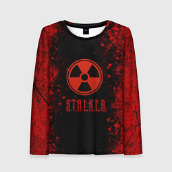 Лонгслив женский Stalker - красное на черном, цвет: 3D-принт