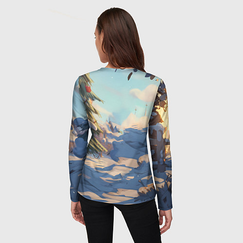 Женский лонгслив Лошадка любуется елкой / 3D-принт – фото 4