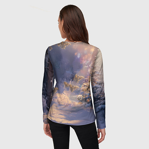 Женский лонгслив Лошадка в новогоднем лесу / 3D-принт – фото 4