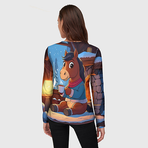Женский лонгслив Лошадка у камина / 3D-принт – фото 4