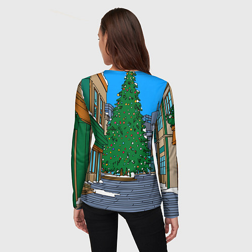 Женский лонгслив Новогодняя лошадка и елка / 3D-принт – фото 4