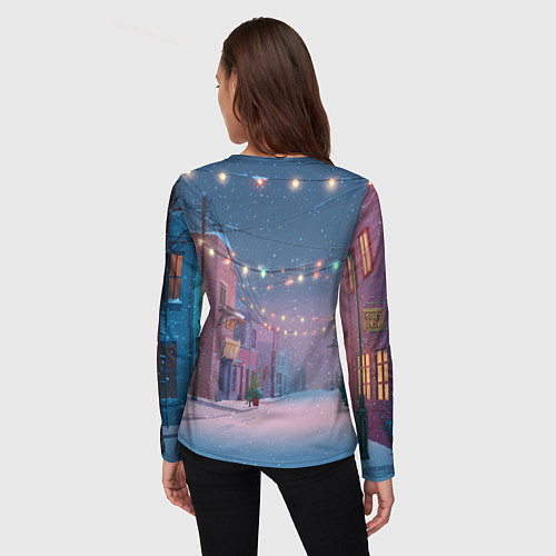 Женский лонгслив Лошадка с новогоднем венком 2026 / 3D-принт – фото 4