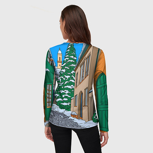 Женский лонгслив Лошадка распаковывает новогодний подарок / 3D-принт – фото 4